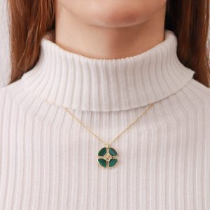 Colar trevo duplo com zircónias