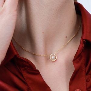 Colar em prata circulo com pérola