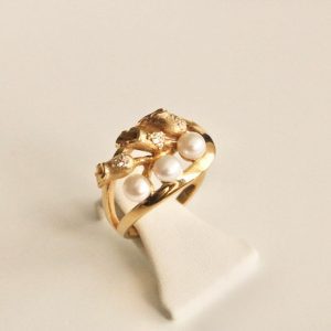 Anel em prata Syngular1s - Cups and pearls