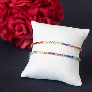 Pulseira em prata colorida elástica