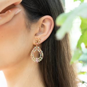 Brincos em prata coloridos ovalados