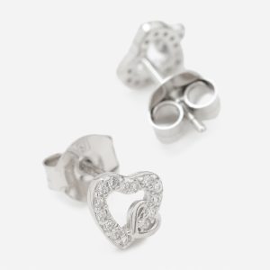 Brincos em prata com duplo coração