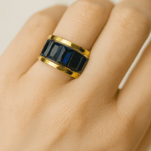 Anel em prata e ouro Franco Vieira - Baguetes Azul