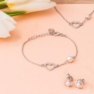 Pulseira em prata Majorica - Heart