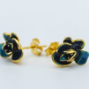 Brincos em prata flor verde