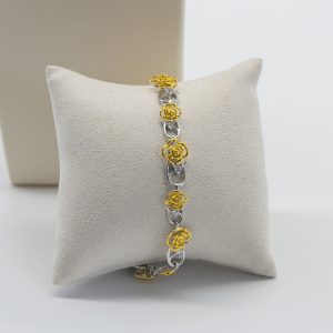 Pulseira em prata florzinhas com zircónias